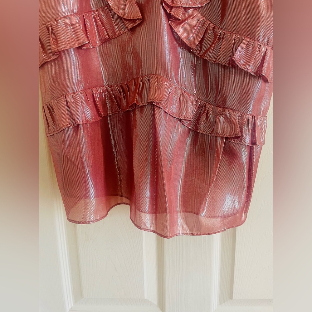 Rebecca Taylor Metallic Pink Ruffled Camisole - Picture 4 of 11